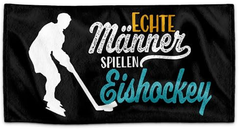 PR Print Royal Handtuch für Sportler mit Spruch - Echte Männer Spielen Eishockey - Geschenk Sportler, Eishockeyspieler, Eishockeyfan | Handtuch Geschenke für Männer, 100 x 50