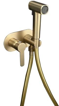 PulvéRisateur De Bidet à Main Kit Douchette Wc Suspendu PulvéRisateur De Robinet Tout En Cuivre Or Brossé interrupteur À Poignée