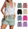 MJIQING Shorts Damen Sommer Leinen Musselin Kurze Hose Beach Shorts Mit Taschen Mode Lässige Stoffhose Freizeit Shorts hoher Taille Shorts mit Kordelzug Leinenhose