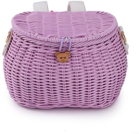 MeevrgR Bicycle Basket, Plastic, Purple, Handlebar Mount, 5 kg Capacity, Crossbody Backpack, Cycling, Camping, Hiking