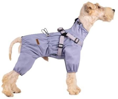 BT Bear Hunde-Regenmantel mit Geschirr, Reflektierende Jacke, Wasserdicht, Verstellbar, Lila, Größe M