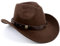 SIGONE Klassischer Western-Cowboyhut, Unisex, weicher Filz, breite Krempe, brauner Cowboyhut für Damen und Herren, bequem, stilvoll, braun, 2
