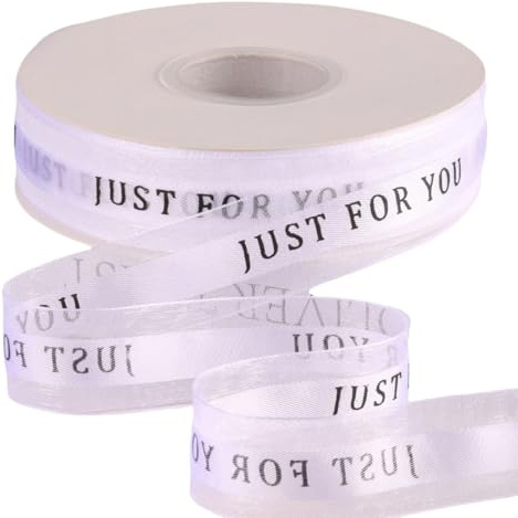 HSTWODE JUST FOR YOU Satinband 25mm,40m,Geschenkband Der Valentinstag Verpackung von Geschenken,für Hochzeit,Geburtstag,Blumen,Verpackung von Kuchen,Geschenkverpackung,Dekoration (Weiß)