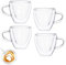 Gohytal Tasse en Verre Double Paroi en Forme de Cœur 250ml, Tasse Isotherme pour Café/Thé/Latte, Cadeaux Romantiques pour Femme, Copine, Maman (Mariage/Anniversaire/Fête des Mères) (250ml*4)