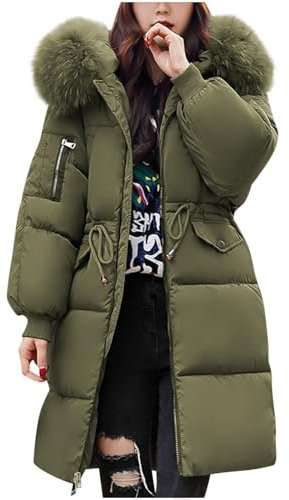 Nuaoxyeu damen winterjacke sale Damen Wintermantel Damen Lang Warm Gefüttert Daunenjacke Winter Mittlere Länge Daunenmäntel urban classic damen jacke beige regenjacken damen sale wasserdicht