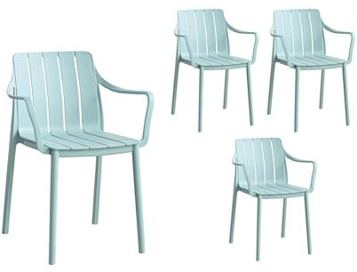 LC Garden »Vina« Stapelstuhl 55x58x80cm Gartenstuhl Terassenstuhl Bistrostuhl Kunststoffstuhl (Blau, 4er Set)