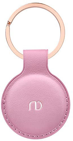 Nereides Hülle kompatibel mit Apple Airtag Anhänger, Airtags Schlüsselanhänger PU Leder Ganzkörper Kratzfest, Case für Air Tag mit Key Ring Rosa