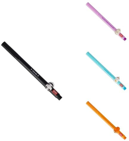 LEGAMI - Set of 4 Gel Pens with Decorative Animal - Lovely Friends, Panda, Bunny, Llama, Tiger Theme, Prevents Rolling, Pink Ink, Removable and Recombinable Animal, 0.5mm Tip