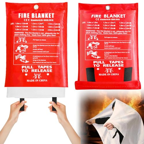 2 Stück Feuerlöschdeckez, 1.2m*1.2m Brandschutzdecke, Löschdecke Für Küche, Löschdecke Aus Glasfaser Für Fettbrände Fettbrand Küche Auto Wohnwagen Usw