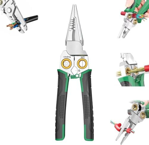 8 in 1 Super Easy Multi-Function Wire Stripping Pliers, Stripper Tool Crimping Tool, Electrician Cable Cutter High-Precision Winding Wire Hand Tools, Wire Strippers Tools(7in)