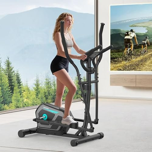 Elliptical Cross Trainer for Home, 16-Level Resistance Magnetic Elliptical Machine, App Compatible, Ultra-Quite Cross Trainer with LCD Monitor, Pulse Sensor for Home Gym, Weight Capacity 130KG