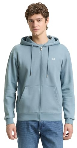 Tom Tailor Denim Herren Hoodie Sweatjacke mit Logo-Print