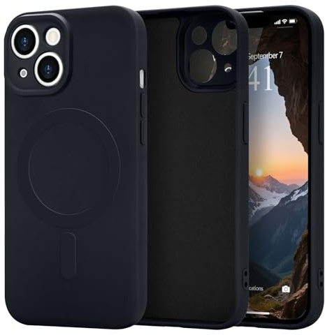 Urarssa Magnetic Case for iPhone 14 Compatible with Magsafe, Premium Liquid Silicone Case Gel Rubber Full Body Anti-Scratch Shockproof Protective Cover for iPhone 14, Black