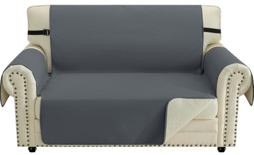 CYCMACO Universal Sofabezug Rutschfes 2 Sitzer, Dunkelgrau | Sofabezug Mit Armlehnen, Couch Bezug Für Haustier Katze Hund, Universal Sofa Überzug Mit Seitentaschen, Kratzfest
