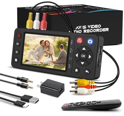 Qonakism VHS to Digital Converter with 4 HD Screen, Video Capture Recorder Convert to MP4 Compatible with VHS, VCR, DVR, DVD, Hi8, Mini DV, Camcorders, Retro Consoles(Tapes/DVD Player Not Included)