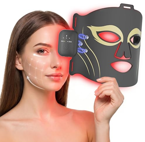Rotlichtlampe Gesicht, Rotlicht Maske mit Timer für Zuhause & Reisen (Grey)