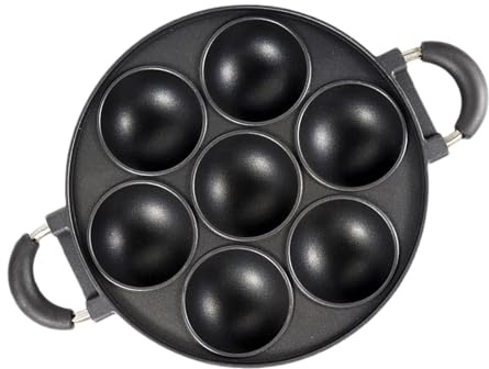 Large Aperture Takøyàki Pan - 7 Hole Non-Stick Cooking Pot Breakfast Egg Cooker, Round Kitchen Baking Tray, Cake Baking Tools | Maker Pan for Biscuits, Bake Muffins, Cornbread and Scones