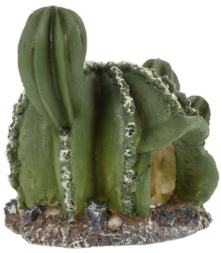 TOPBATHY Resin Reptile Tank Hide in Cactus Shape Provides Hiding Spot and Creates Comforting Habitat for Reptiles and Hamsters for Turtle Hideout