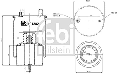 febi bilstein 101302 Luftfederbalg mit Stahlkolben und Kolbenstange , 1 Stück