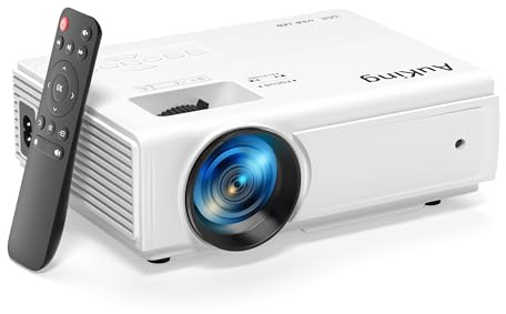 AuKing Projector, 2026 Upgraded Mini Projector, Full HD 1080P Home Theater Video Projector, Compatible with HDMI/USB/AV/Smartphone/TV Box/Laptop