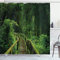 ABAKUHAUS Urwald Duschvorhang, Tropical Thailand Wald, Stoffliches Gewebe Badezimmerdekorationsset mit Haken, 175 x 240 cm, Grün