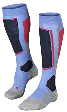 FALKE Damen Skisocken SK2 Intermediate W Kh Wolle Funktionsmaterial warm dick 1 Paar, Blau Blue Note 6545, 35-36