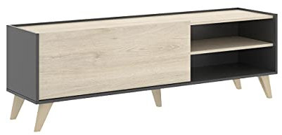 DEKIT GRUPO RIMOBEL Ness Módulo TV bajo, Tableros de partículas, Grafito/Natural