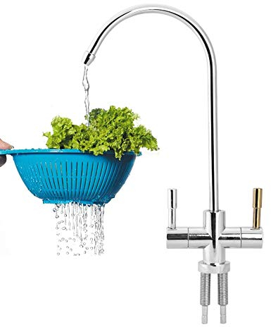 1/4 '' doble grifo del fregadero de agua, cromo osmosis inversa RO agua potable filtro doble agua y grifos de agua caliente