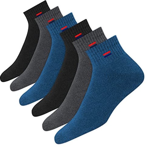 NAVYSPORT Chaussettes Homme Sport Coton Coussin Quart Long - Lot de 6 Paires Chaussettes Courtes Unisexe