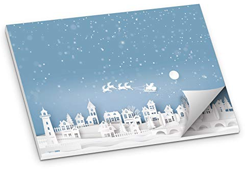 itenga Tischset Platzset Weihnachtsdorf aus Papier I DIN A3 50 Blatt I ideal als Tischdeko oder Gedeckunterlage an Weihnachten oder der Vorweihnachtszeit