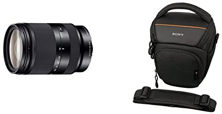 Sony SEL-18200LE Obiettivo con Zoom 18-200 mm F3.5-6.3, Stabilizzatore Ottico, Mirrorless APS-C, Attacco E, SEL18200LE, Nero & LCS-AMB Custodia Morbida, Nero