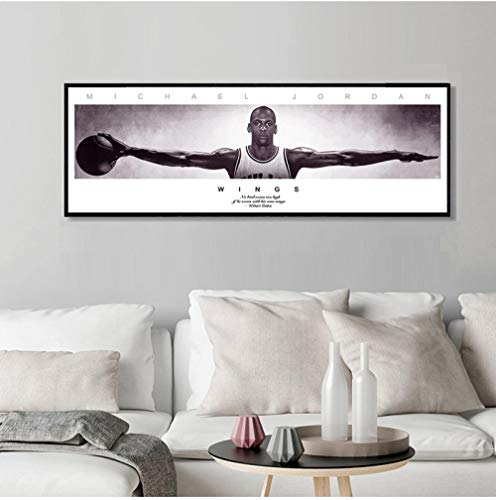 LYFCV Michael Jordan Wings Wandkunst Leinwandbilder für Wohnzimmer Moderne Leinwand Bilder Poster Drucke Wandkunst Dekor 50x150cm Kein Rahmen