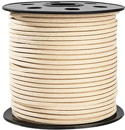 ISIYINER Corda di Cuoio, Suede Cord Cordino in Finta Pelle Corda per Collana di Tessitura, Braccialetto Fai da Te, Confezione Regalo, Decorazione Acchiappasogni 3mm X 90m (Cachi)