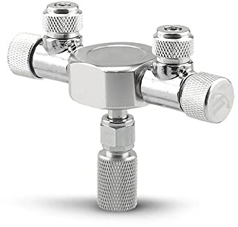 CENPEK Silberfarbenes Metall-2-Wege-Splitter-Reglerventil für Aquariumpflanzen, CO2-Tank