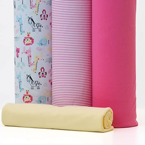 PAWOTEX Jersey stoff meterware Kinder Baumwollstoff meterware Baby jersey stoff kinder mädchen Summer Leichter 100% Baumwolle Öko-Tex mädchen jungen zum Nähen 150cm x 50cm