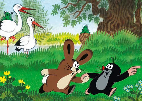 Postkarte A6 +++ LUSTIG von modern times +++ MW MIT HASE UND STÖRCHEN +++ KARTENKOMBINAT © MILER, Zdenek