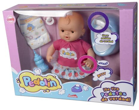 Falca - Pedolin Puppe 37 cm für Mädchen, durch Drücken des Töpfchens Macht echte Geräusche (37001)