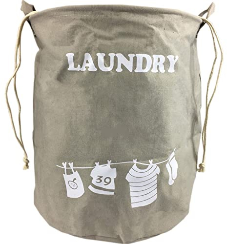 40L Taupe Fabric Laundry Hamper Tidy Sack with Draw String Closure 40cm (H) x 36cm (W).