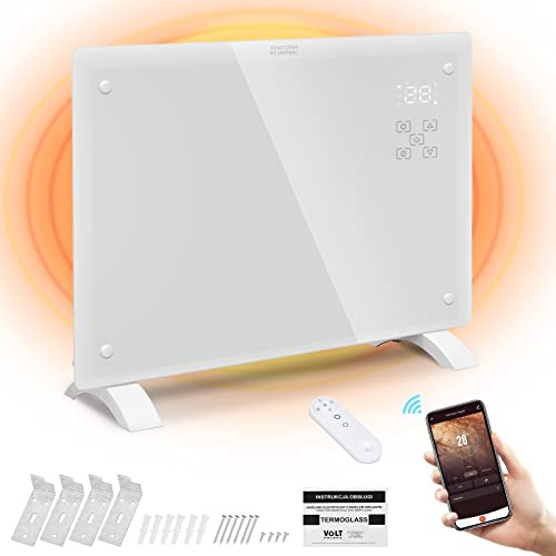 Electric Heater,2000W WiFi Convector Radiator Heater/Adjustable 3 Heat Settings,Free Standing Bedroom/Kitchen, Electrical Convection Heating with Adjustable Thermostat (White)