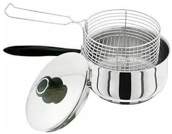Stainless Steel Chip Pan with Basket And lid -Silver 20 cm-3 Litre