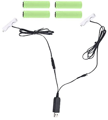 FUZYXIH 2in1 1.5V 3V 4.5V 6V Dual AA Battery Eliminator USB Power Supply Cable Replace 1-4pcs 1.5V LR6 AA Batteries for Lamps Toys