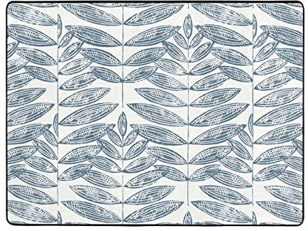 ALLOCS Blaue Flora Area Teppiche Rutschfester Teppich Moderner Teppich für Wohnzimmer, Esszimmer, Schlafzimmer - Großer Teppich 160x120 cm