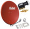 HB-DIGITAL hb-digita & Fuba 80cm Satellitenantenne DAL 800R rot Aluminium Schüssel Reflektor Spiegel Klapparm Quad LNB 4 Teilnehmer UHD schwarz + vergoldete F-Stecker