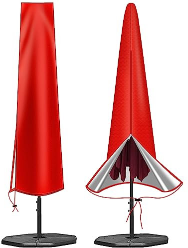 OKPOW Parasol Covers Waterproof 600D Oxford Fabric Patio Umbrella Cover with Zip (190 * 30 * 50cm), for 2.5m 2.7m 3m Garden Outdoor Umbrella (Red)
