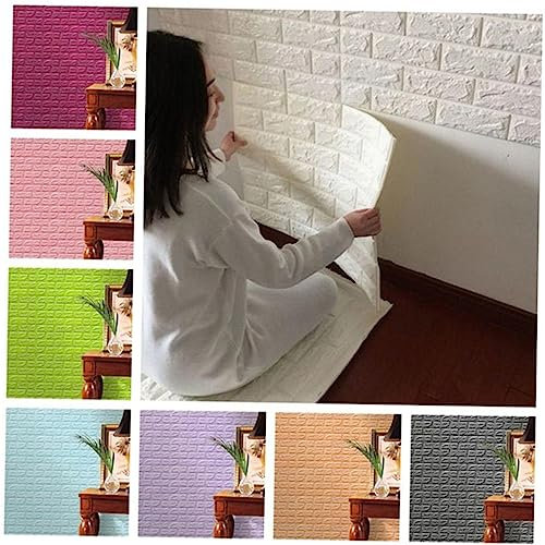 DOITOOL Peint Brique Blanche Autocollant Mural Facile à Nettoyer Décoration Pour Chambre Ou Salon