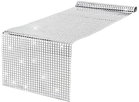 Disco Party Tischläufer 30 x 180cm Silber Pailletten Tischläufer Retro 70er 80er Jahre Disco Thema Abschlussball Party Tischläufer Deko für Halloween Geburtstagsparty Tisch Dekoration zu Hause