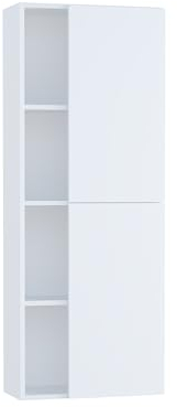 Baikal Armario de Baño, Mueble de Baño, Armario Alto. Muebles Auxiliares. Estanteria. Columna. Entrega en Kit. Serie Abierta 54 x 140 cm Blanco