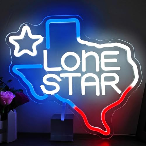 Geeinar Texas Lone Star Neonschild für Wanddekoration Dimmbare Neon-Bierschilder Lone Star Beer Neonschilder für Männer LED-Schilder für Schlafzimmer Bar Neonschild für Männerhöhle Bar Pub Restaurant