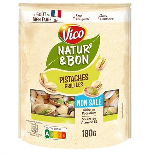 Vico Natur'&Bon - Pistacchio grigliato, non salato, 180 g, 4 pezzi