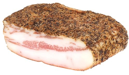 Delikatess Express | Guanciale luftgetrocknet - Schweinebacke aus Italien, traditionell gewürzt mit Pfeffer - für Amatriciana- und Carbonara 450 g